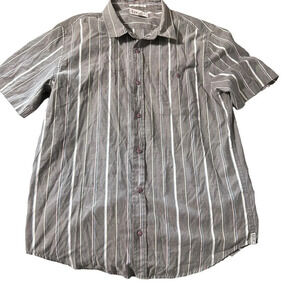 Ekekiel men's large grey striped button down shirt shirt sleeve